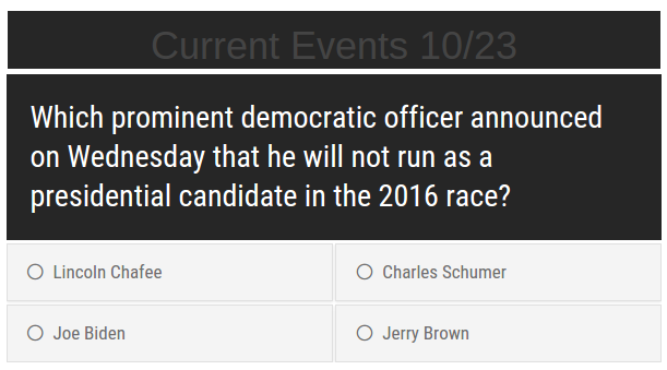 Current Events Quiz 10/23
