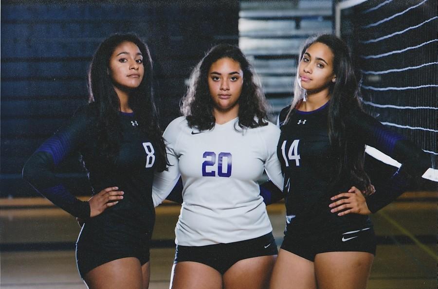 Sophomore+Jada+Herbert+%28left%29%2C+freshman+Nyah+Herbert+%28middle%29+and+senior+Kara+Herbert+%28right%29+spent+their+one+and+only+volleyball+season+together+this+year.+