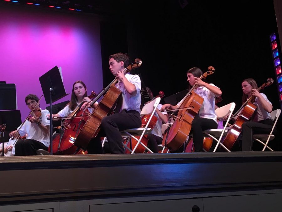 Orchestra plays during the winter concert Dec. 6. Both Advanced Band and Band II held their Winter Concert the following night. 