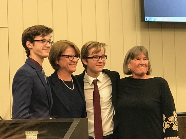 On Dec. 10 Bradley and Greg Parmer-Lohan swore in their mother Laura to San Carlos’ City Council before she participated in her first City Council meeting as a councilwoman.