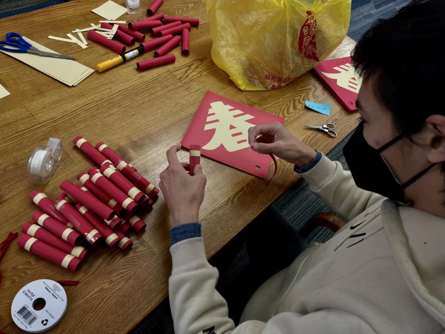 Sequoia ASU made paper decorations to hang on doors for Lunar New Year.